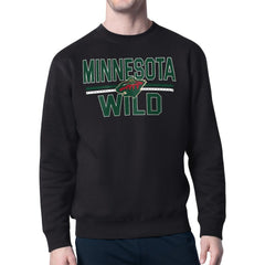 NHL Minnesota Wild Starter Mesh Look Team Name Logo Pullover Sweatshirt - Black