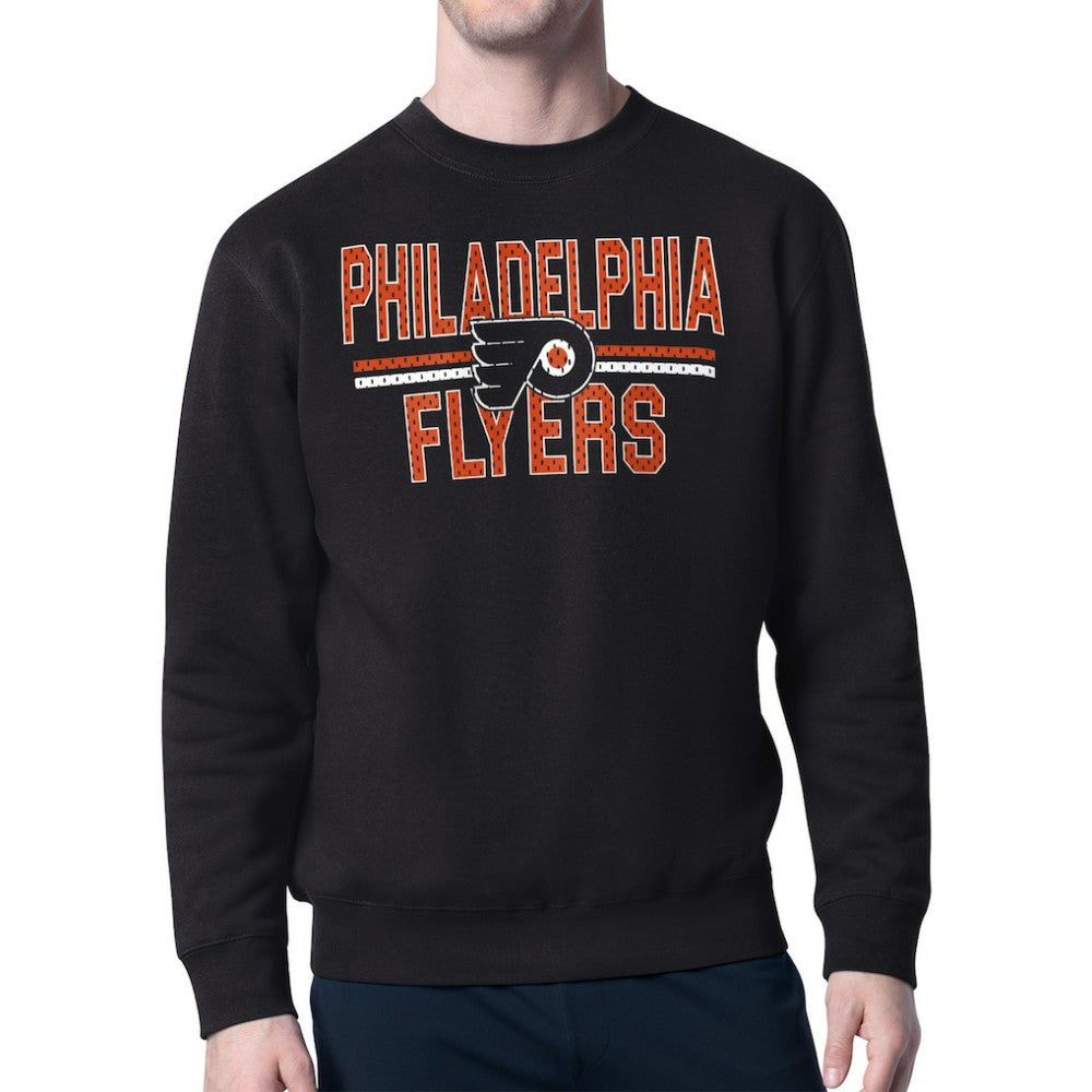 NHL Philadelphia Flyers Starter Mesh Look Team Name Logo Pullover Sweatshirt - Black