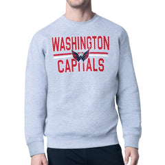 NHL Washington Capitals Starter Mesh Look Team Name Logo Pullover Sweatshirt - Heather Gray