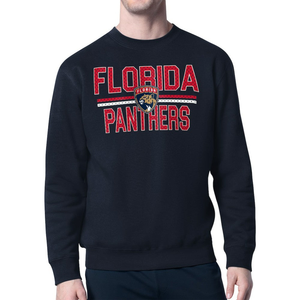 NHL Florida Panthers Starter Mesh Look Team Name Logo Pullover Sweatshirt - Navy
