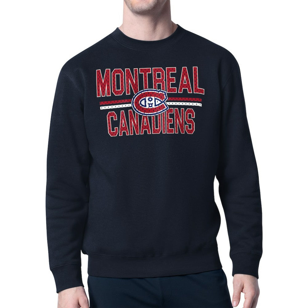 NHL Montreal Canadiens Starter Mesh Look Team Name Logo Pullover Sweatshirt - Navy