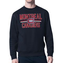 NHL Montreal Canadiens Starter Mesh Look Team Name Logo Pullover Sweatshirt - Navy