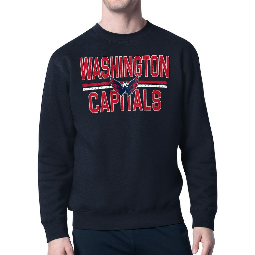 NHL Washington Capitals Starter Mesh Look Team Name Logo Pullover Sweatshirt - Navy