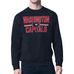 NHL Washington Capitals Starter Mesh Look Team Name Logo Pullover Sweatshirt - Navy