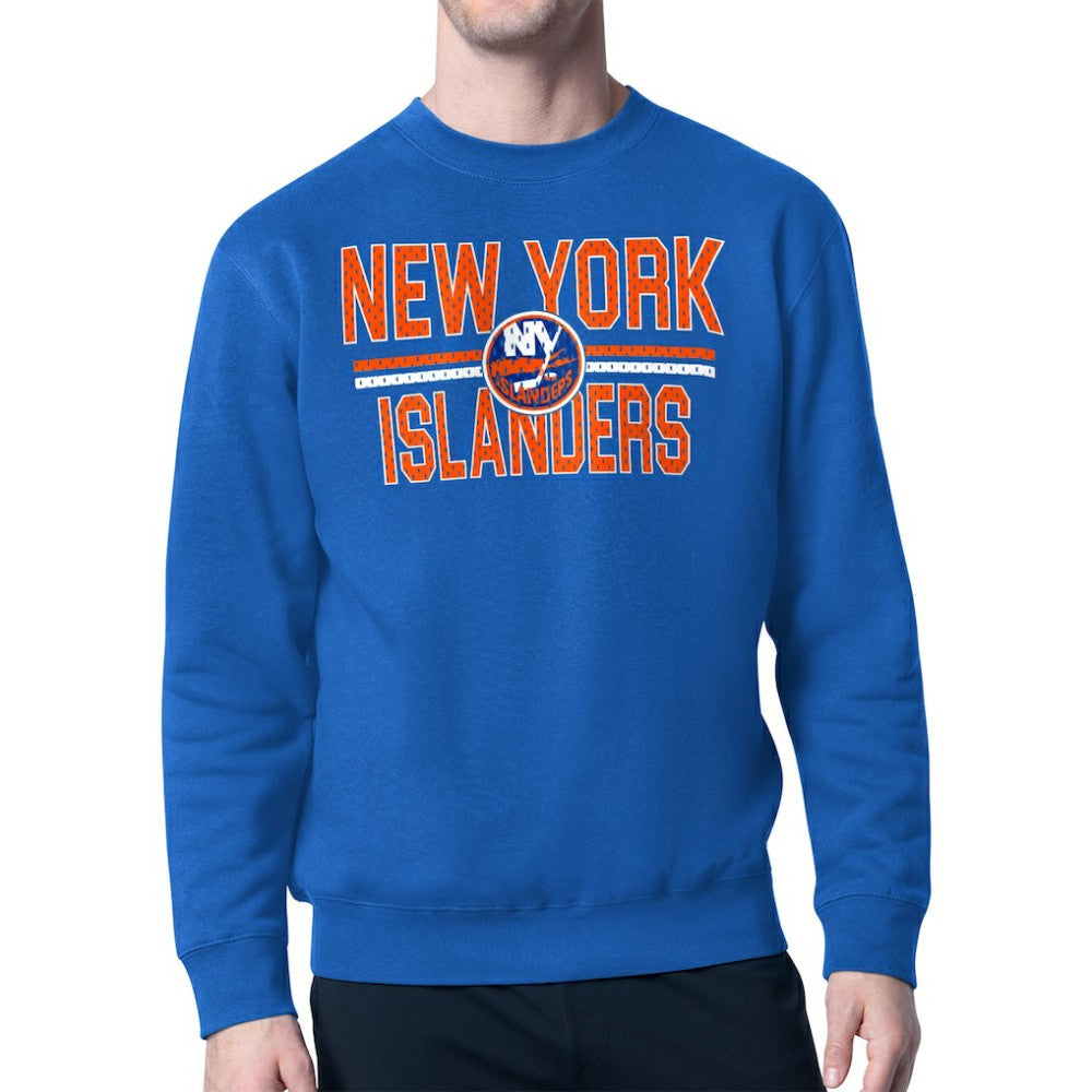 NHL New York Islanders Starter Mesh Look Team Name Logo Pullover Sweatshirt - Blue