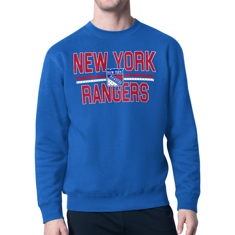 NHL New York Rangers Starter Mesh Look Team Name Logo Pullover Sweatshirt - Blue