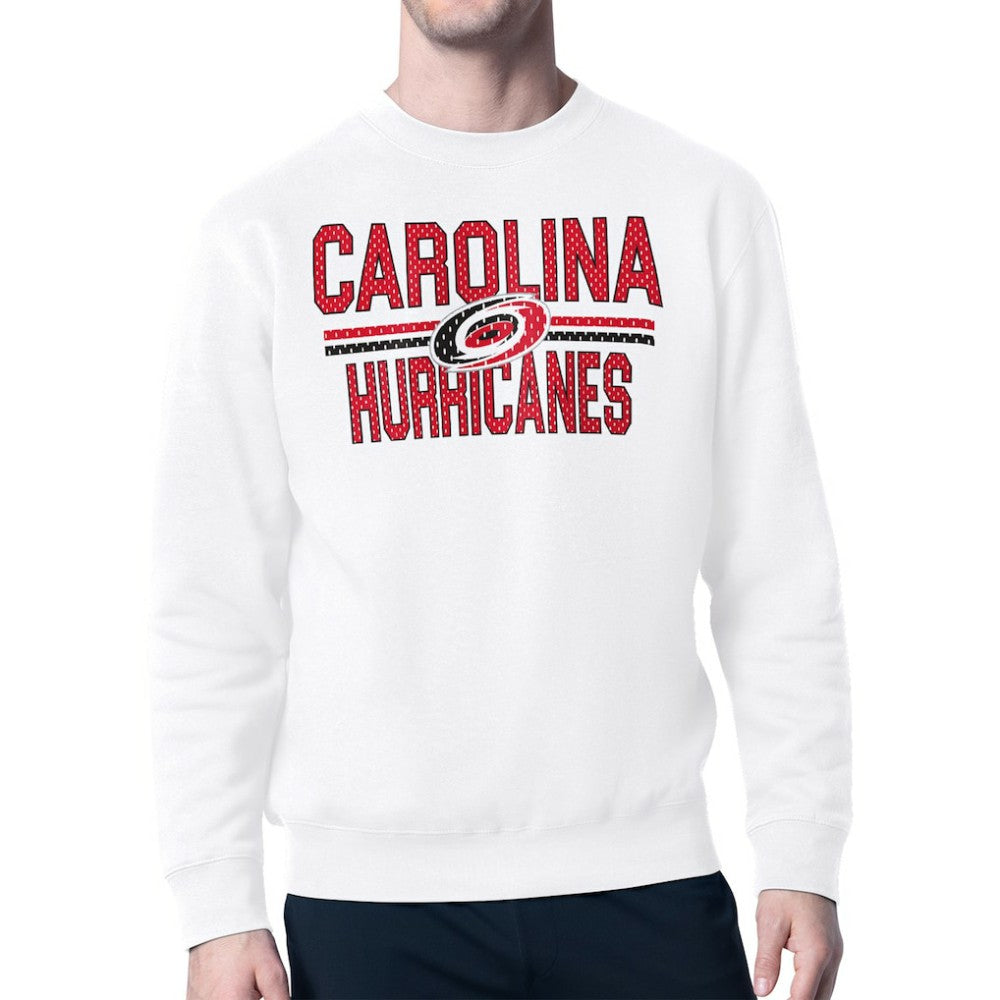 NHL Carolina Hurricanes Starter Mesh Look Team Name Logo Pullover Sweatshirt - White