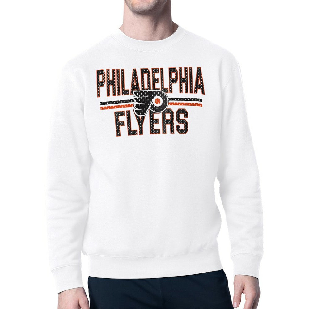 NHL Philadelphia Flyers Starter Mesh Look Team Name Logo Pullover Sweatshirt - White