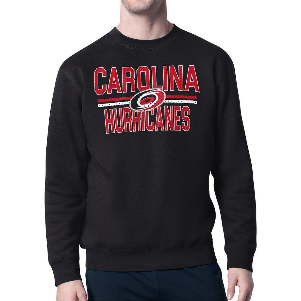 NHL Carolina Hurricanes Starter Mesh Look Team Name Logo Pullover Sweatshirt - Black