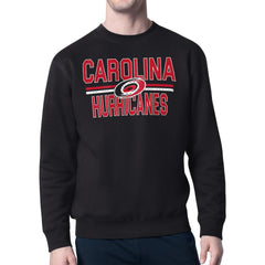 NHL Carolina Hurricanes Starter Mesh Look Team Name Logo Pullover Sweatshirt - Black