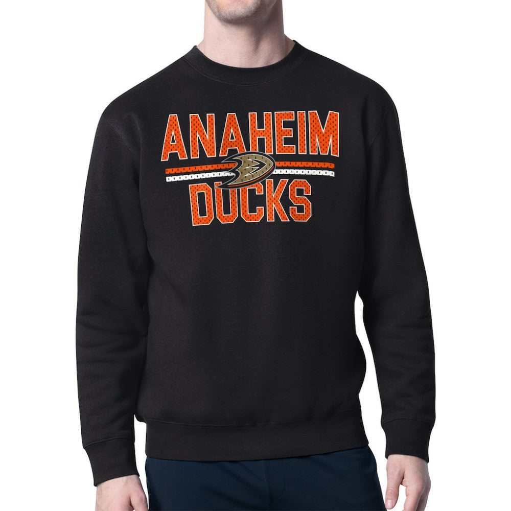 NHL Anaheim Ducks Starter Mesh Look Team Name Logo Pullover Sweatshirt - Black