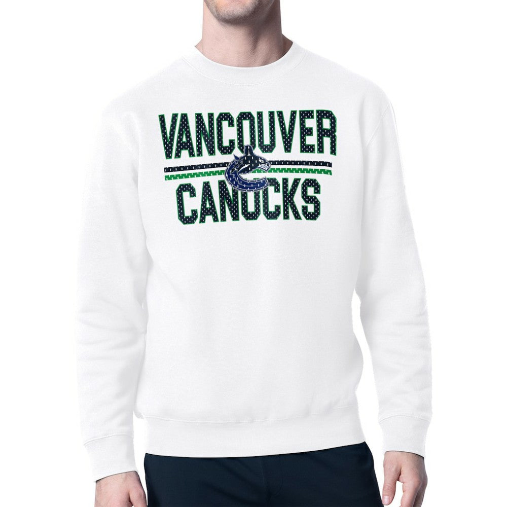 NHL Vancouver Canucks Starter Mesh Look Team Name Logo Pullover Sweatshirt - White