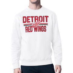 NHL Detroit Red Wings Starter Mesh Look Team Name Logo Pullover Sweatshirt - White