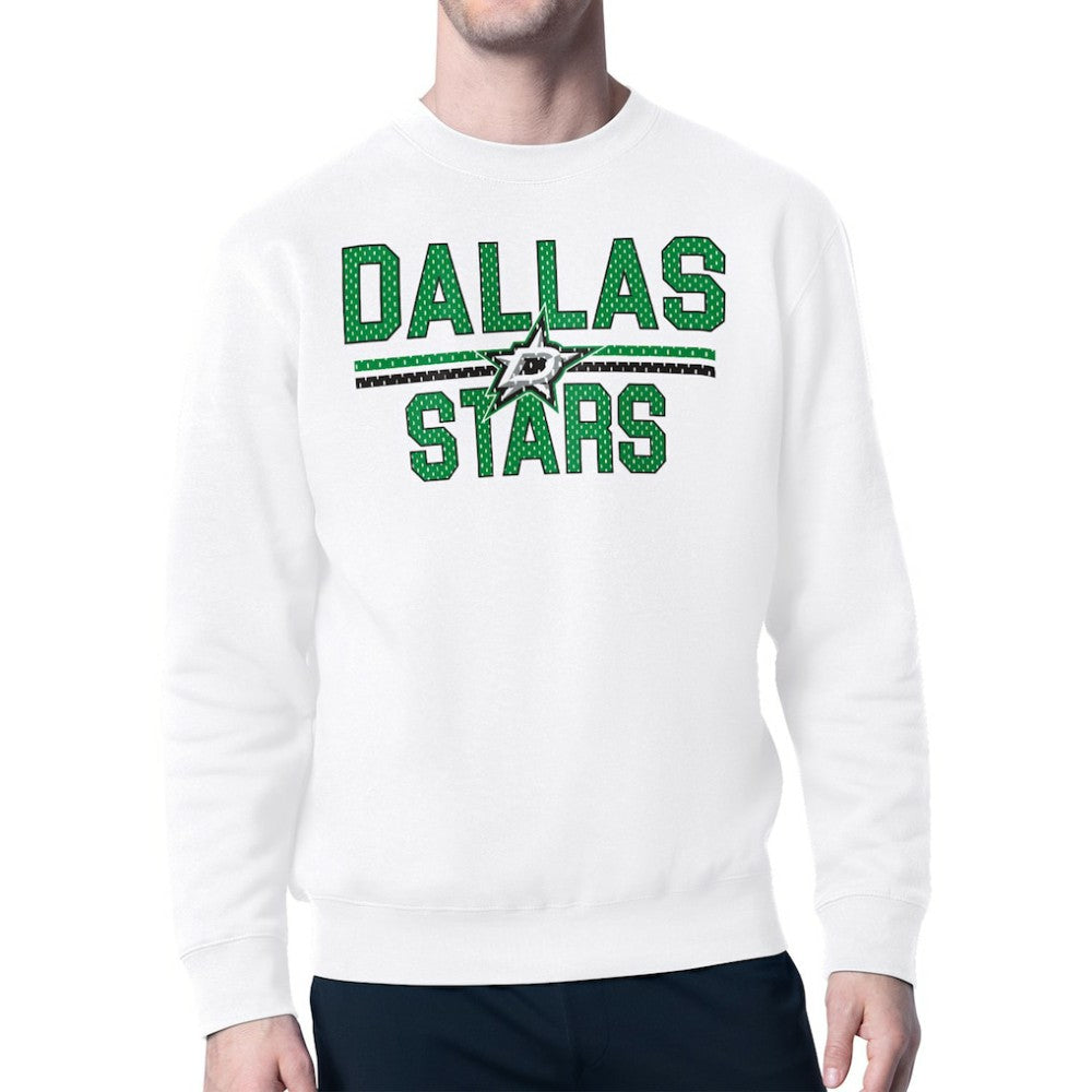 NHL Dallas Stars Starter Mesh Look Team Name Logo Pullover Sweatshirt - White