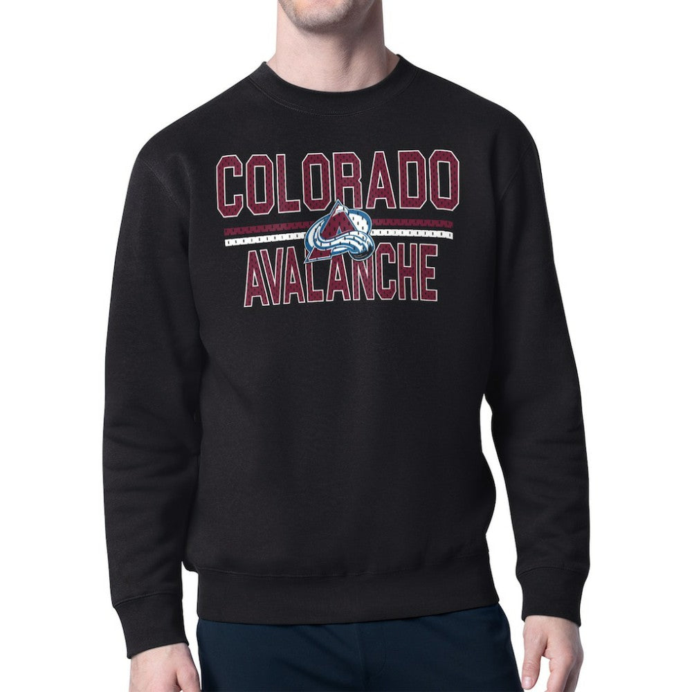 NHL Colorado Avalanche Starter Mesh Look Team Name Logo Pullover Sweatshirt - Black