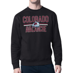 NHL Colorado Avalanche Starter Mesh Look Team Name Logo Pullover Sweatshirt - Black