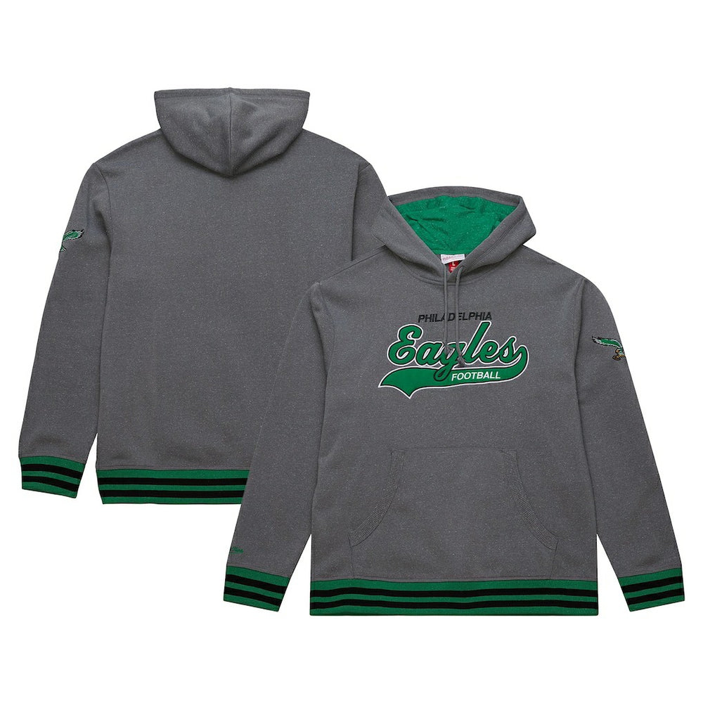 Philadelphia Eagles Vintage Logo Snow Washed Fleece Pullover Hoodie Heather Gray