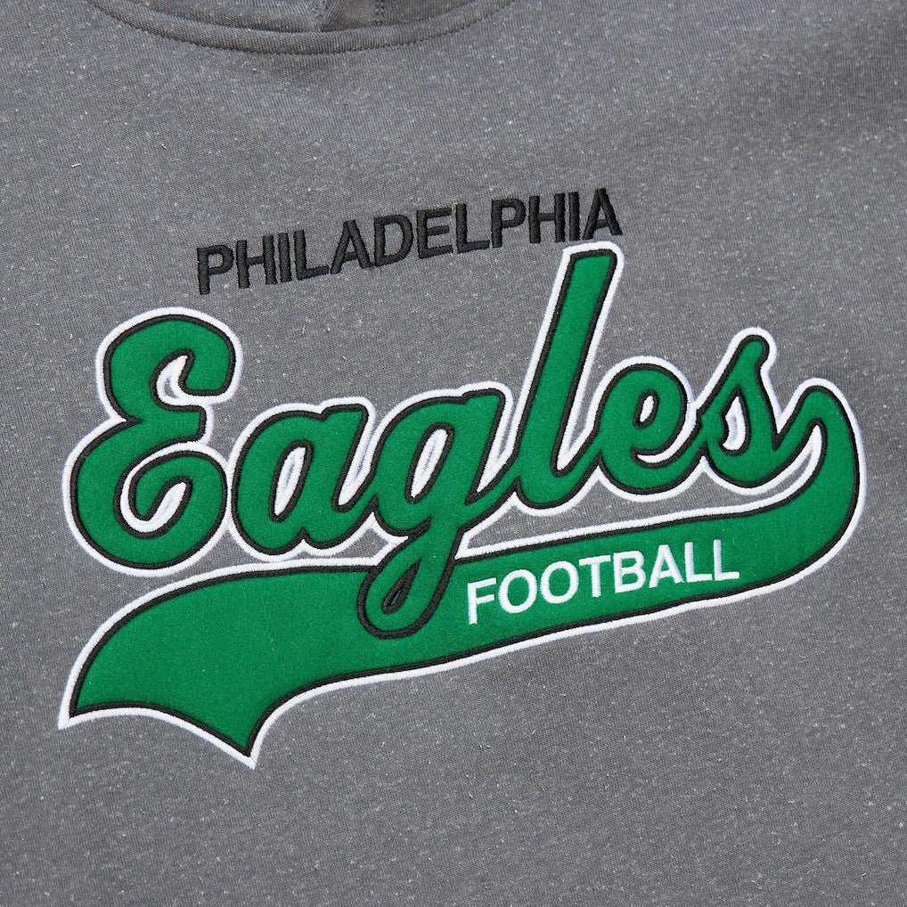 Philadelphia Eagles Vintage Logo Snow Washed Fleece Pullover Hoodie Heather Gray