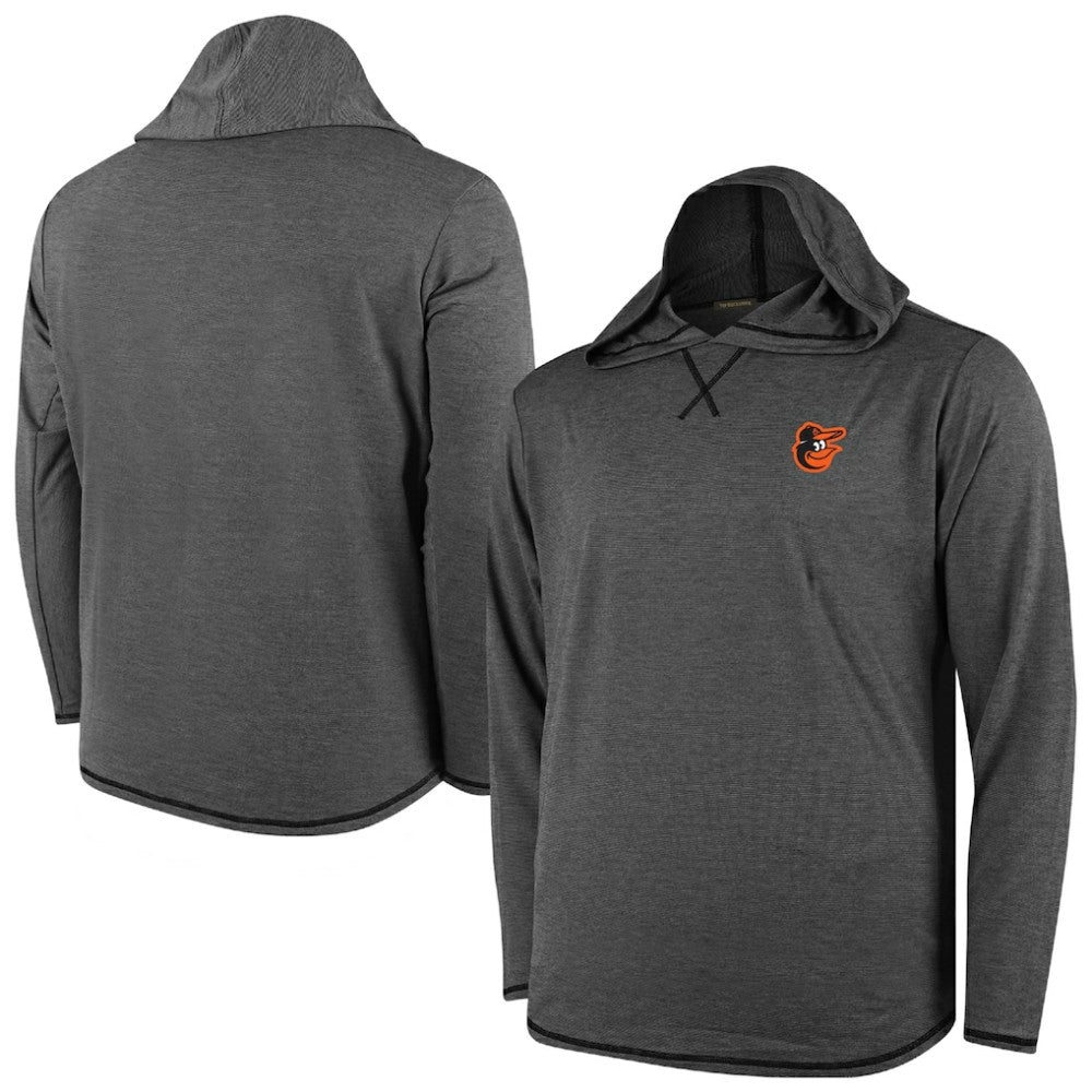 Baltimore Orioles Butter Stripe Tri-Blend Long Sleeve Hoodie T-Shirt - Black Hoodies