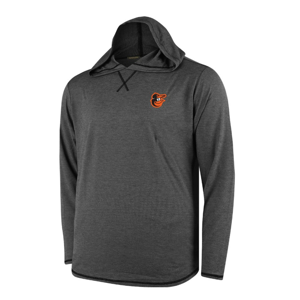 Baltimore Orioles Butter Stripe Tri-Blend Long Sleeve Hoodie T-Shirt - Black Hoodies