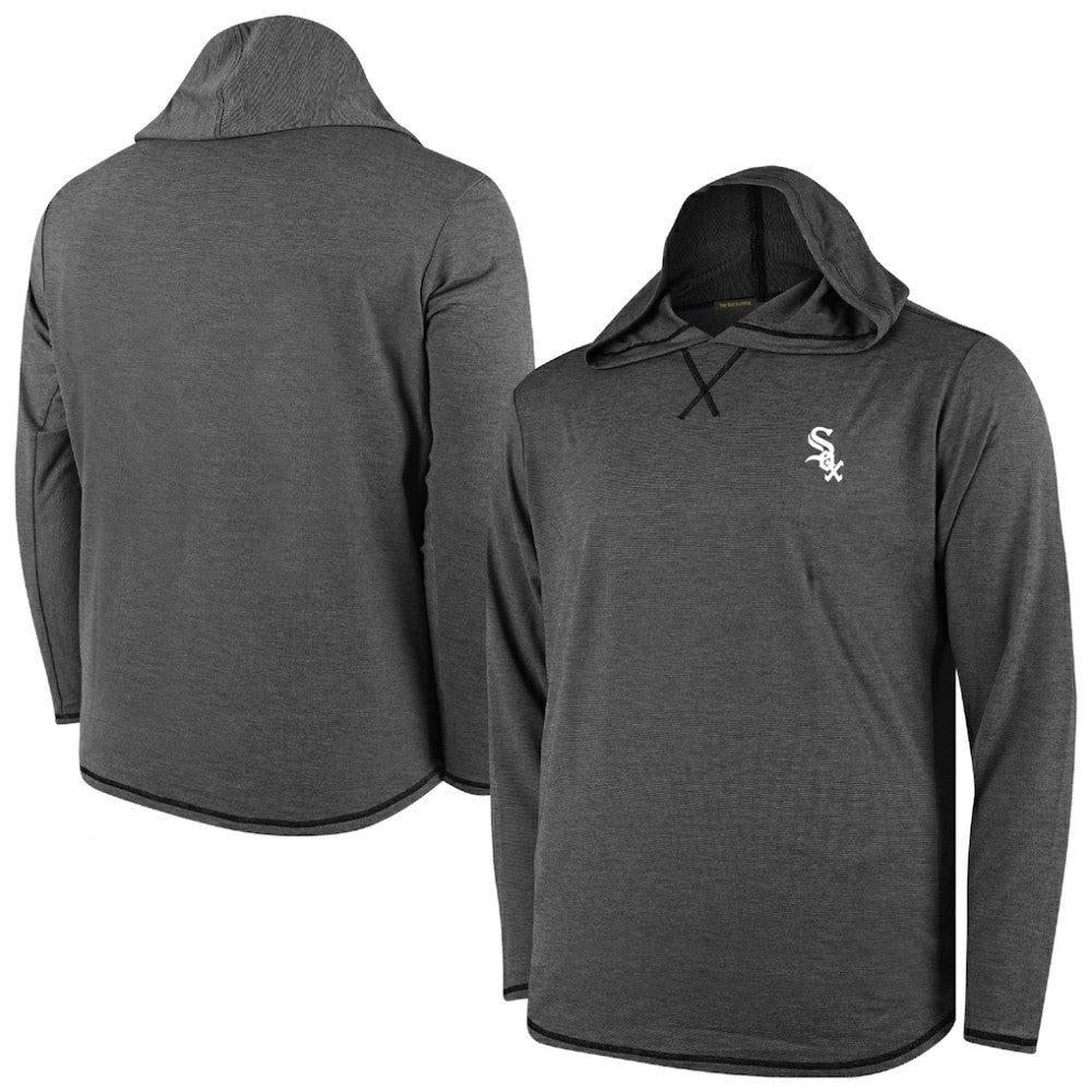 Chicago White Sox Butter Stripe Tri-Blend Long Sleeve Hoodie T-Shirt - Black Hoodies
