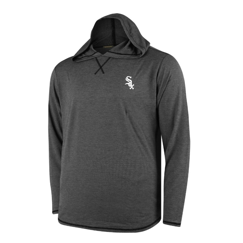 Chicago White Sox Butter Stripe Tri-Blend Long Sleeve Hoodie T-Shirt - Black Hoodies
