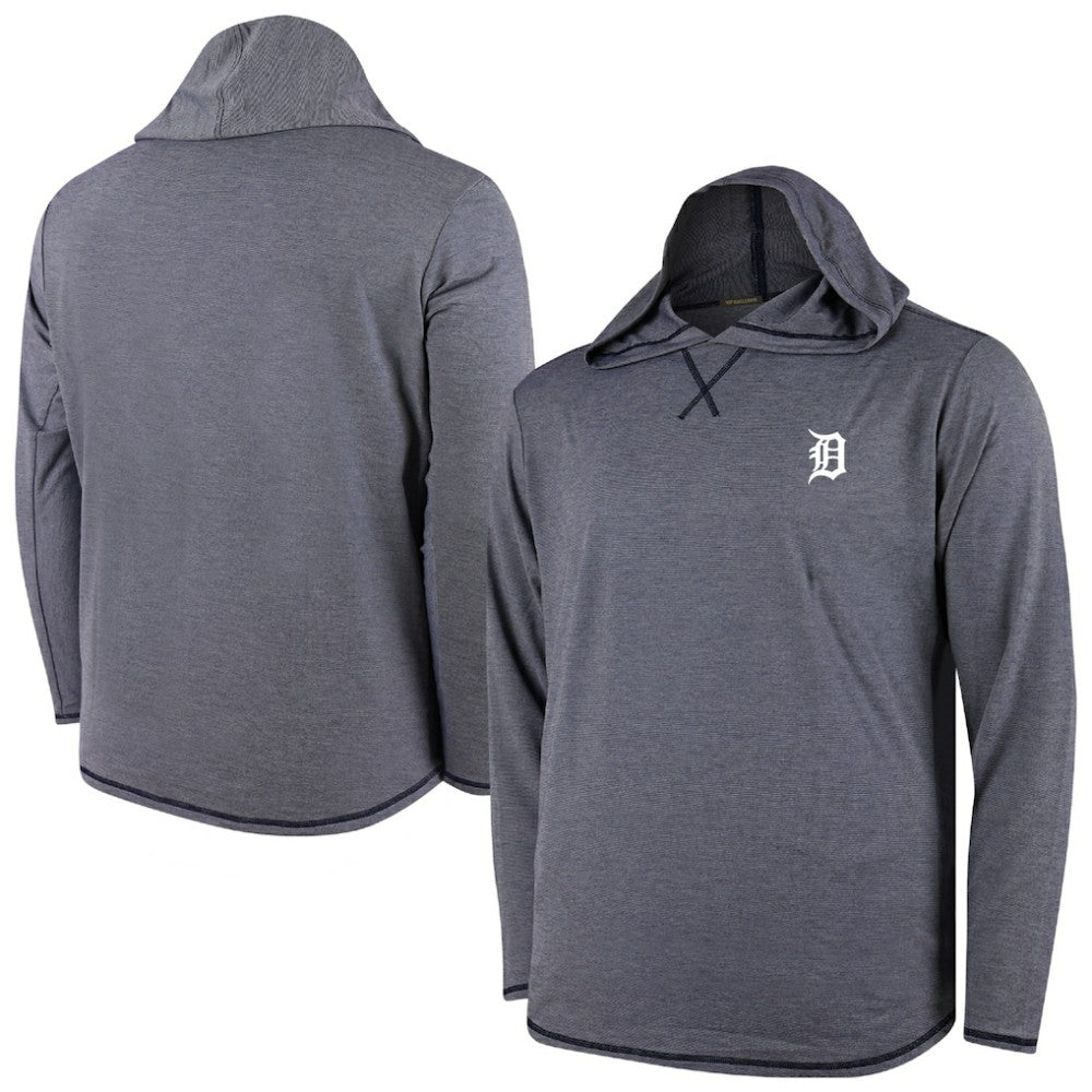 Detroit Tigers Butter Stripe Tri-Blend Long Sleeve Hoodie T-Shirt - Navy Hoodies