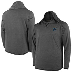 Miami Marlins Butter Stripe Tri-Blend Long Sleeve Hoodie T-Shirt - Black Hoodies
