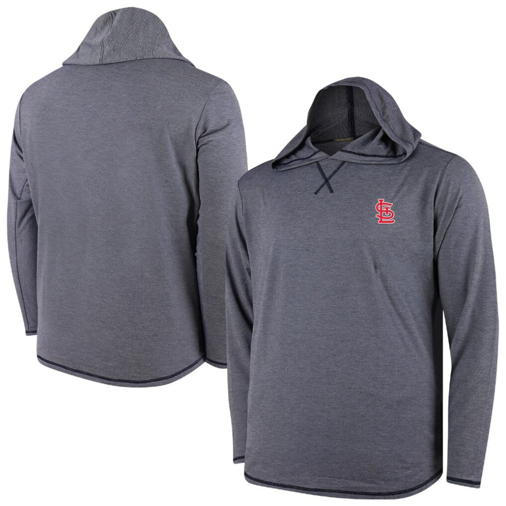 St. Louis Cardinals Butter Stripe Tri-Blend Long Sleeve Hoodie T-Shirt - Navy Hoodies