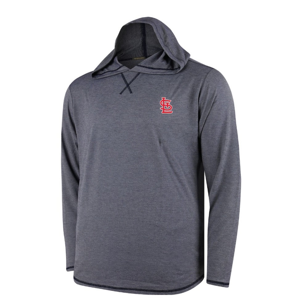 St. Louis Cardinals Butter Stripe Tri-Blend Long Sleeve Hoodie T-Shirt - Navy Hoodies