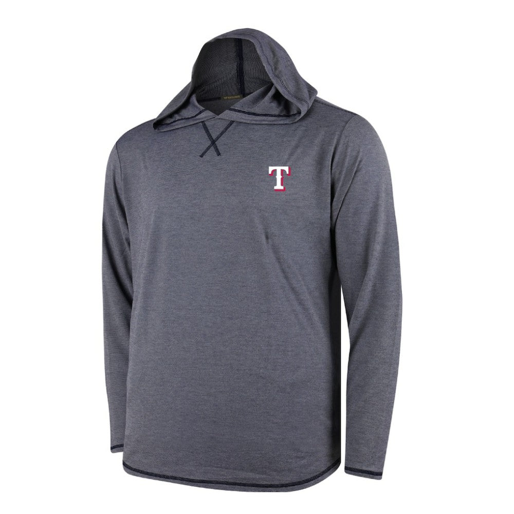 Texas Rangers Butter Stripe Tri-Blend Long Sleeve Hoodie T-Shirt - Navy Hoodies