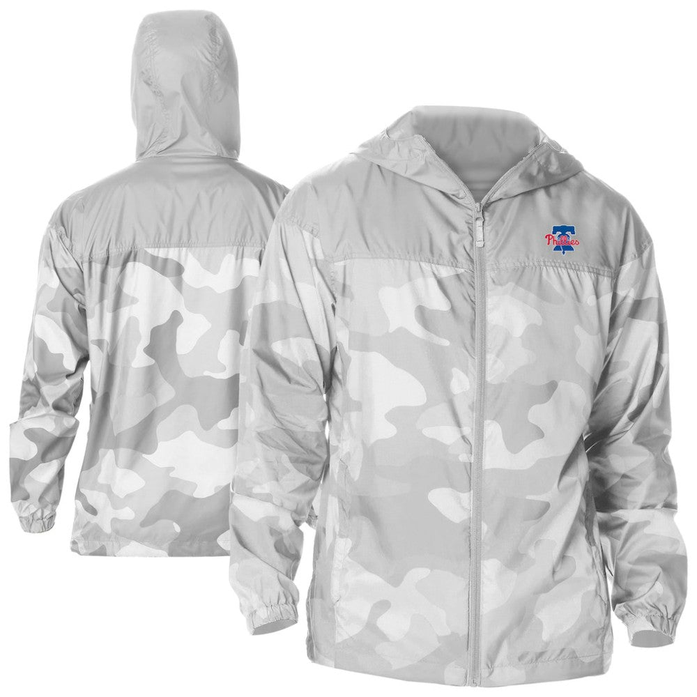 Philadelphia Phillies Columbia Camo Flash Challenger Full-Zip Windbreaker Jacket - Gray Jackets