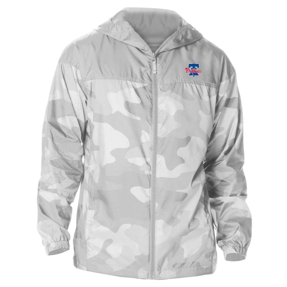 Philadelphia Phillies Columbia Camo Flash Challenger Full-Zip Windbreaker Jacket - Gray Jackets