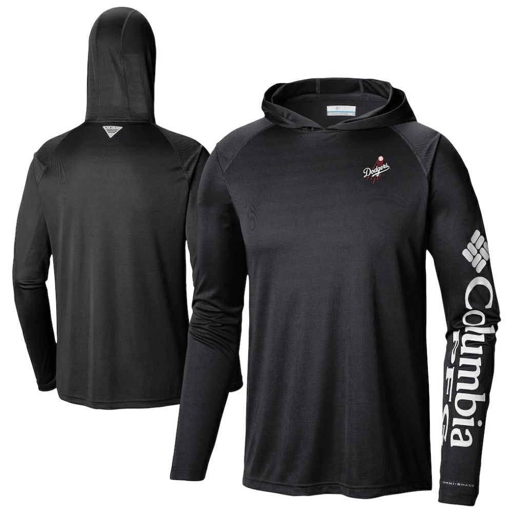 Los Angeles Dodgers Columbia Omni-Wick Terminal Tackle Raglan Long Sleeve Hoodie T-Shirt - Black Hoodies