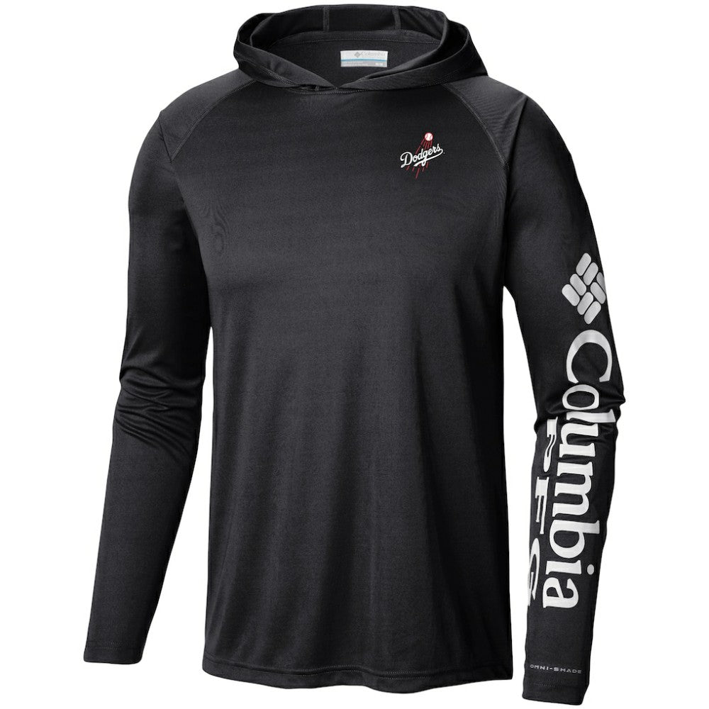 Los Angeles Dodgers Columbia Omni-Wick Terminal Tackle Raglan Long Sleeve Hoodie T-Shirt - Black Hoodies