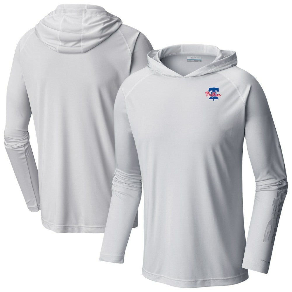 Philadelphia Phillies Columbia Omni-Wick Terminal Tackle Raglan Long Sleeve Hoodie T-Shirt - White Hoodies