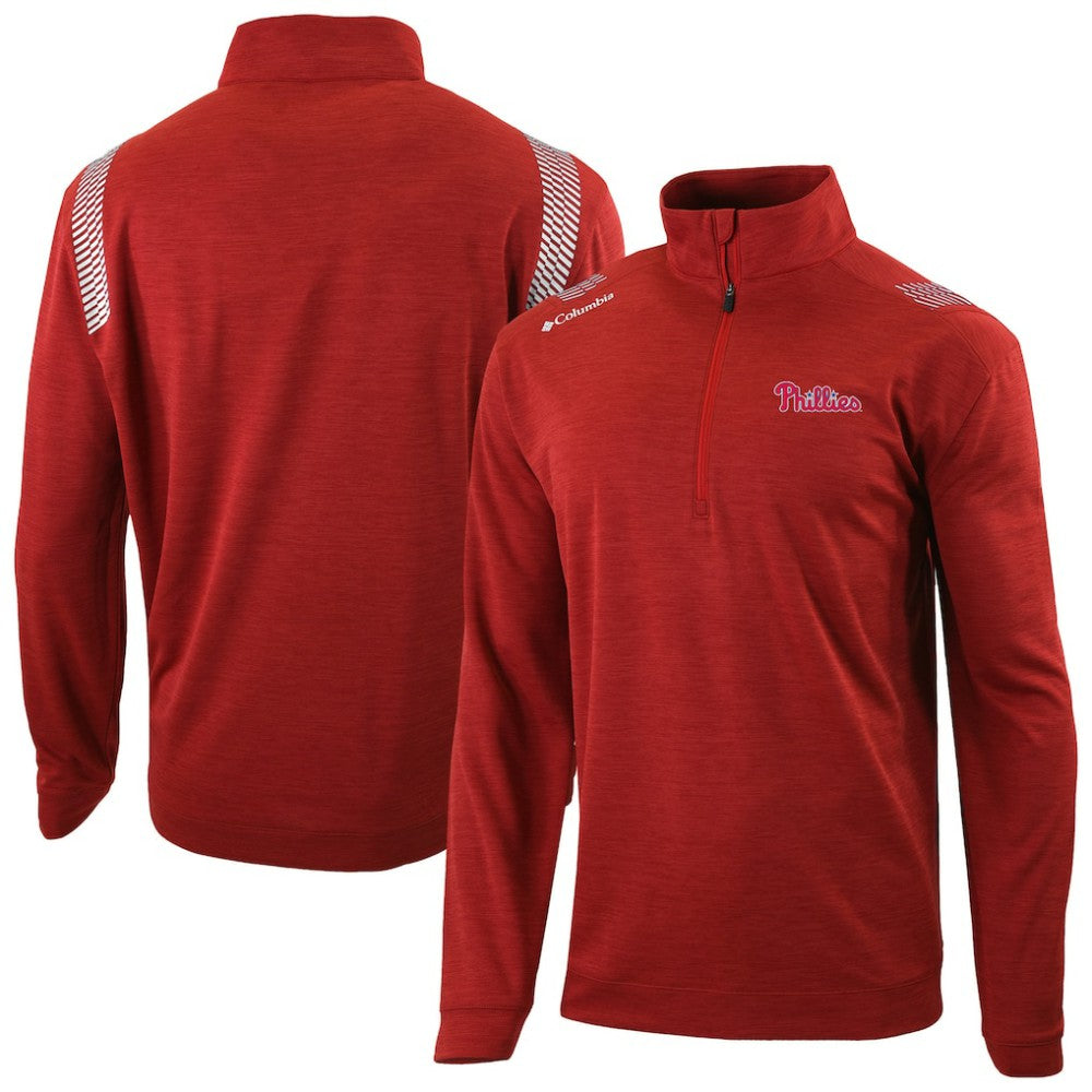 Philadelphia Phillies Columbia Oakland Downs Omni-Wick Quarter-Zip Top - Red Tops