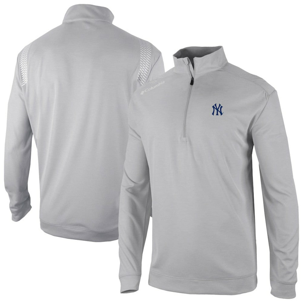 New York Yankees Columbia Oakland Downs Omni-Wick Quarter-Zip Top - Gray Tops