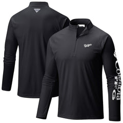 Los Angeles Dodgers Columbia Terminal Tackle Raglan Omni-Shade Quarter-Zip Pullover Top - Black Pullover