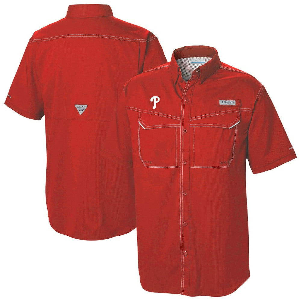 Philadelphia Phillies Columbia Omni-Wick Low Drag Offshore Button-Up Shirt - Red