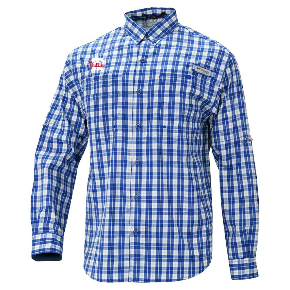 Philadelphia Phillies Columbia Super Slack Tide Omni-Wick Button-Up Shirt - Royal