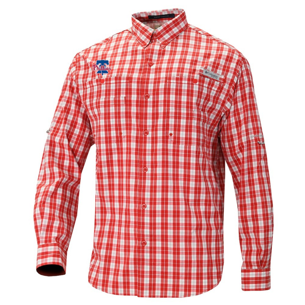Philadelphia Phillies Columbia Super Slack Tide Omni-Wick Button-Up Shirt - Red