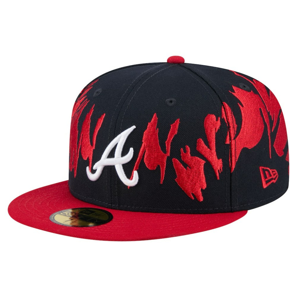 Atlanta Braves New Era Retro Pattern 59FIFTY Fitted Hat - Navy/Red Hats