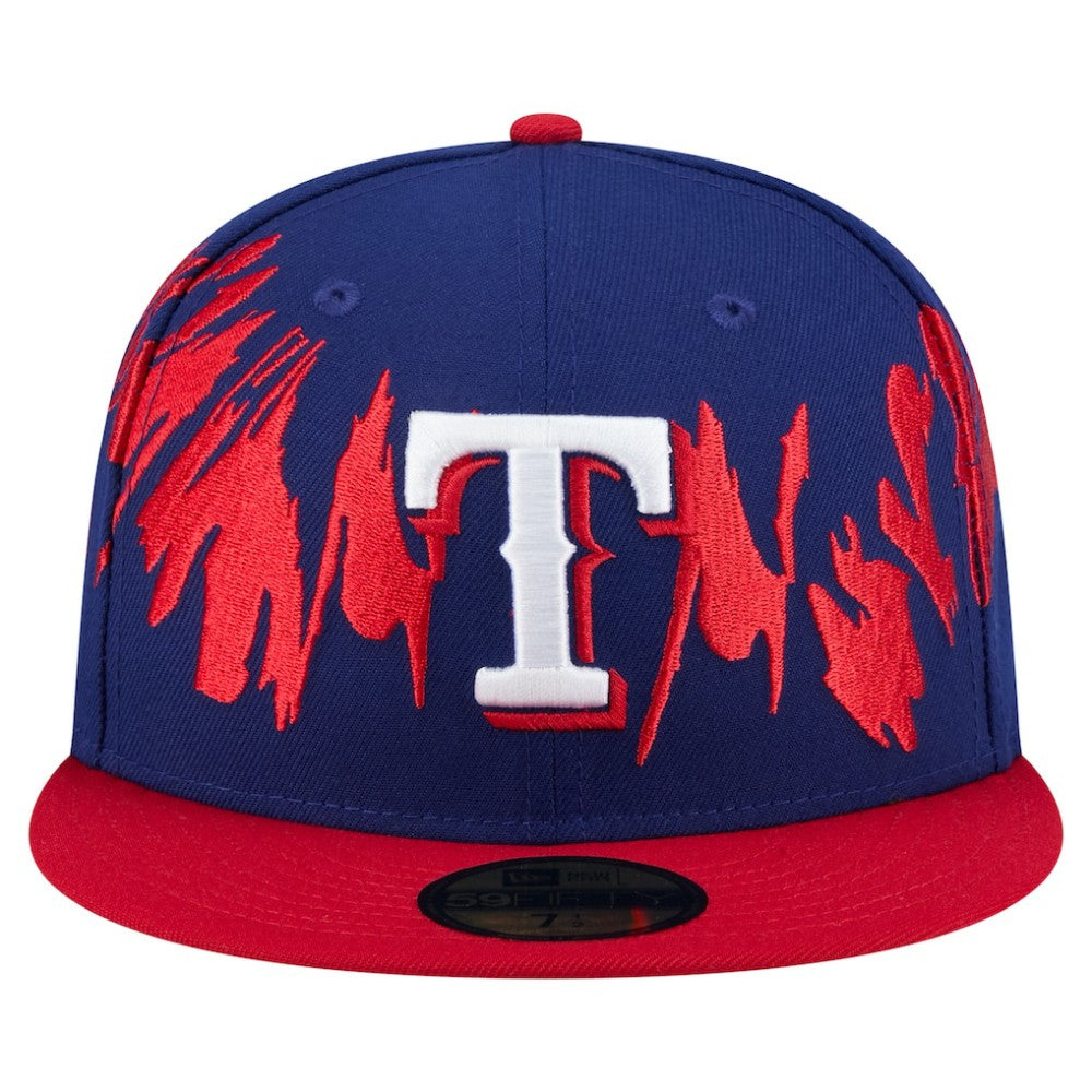 Texas Rangers New Era Retro Pattern 59FIFTY Fitted Hat - Royal/Red Hats