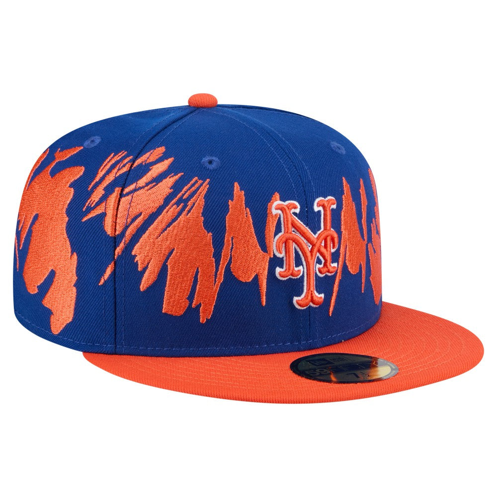 New York Mets New Era Retro Pattern 59FIFTY Fitted Hat - Royal/Orange Hats