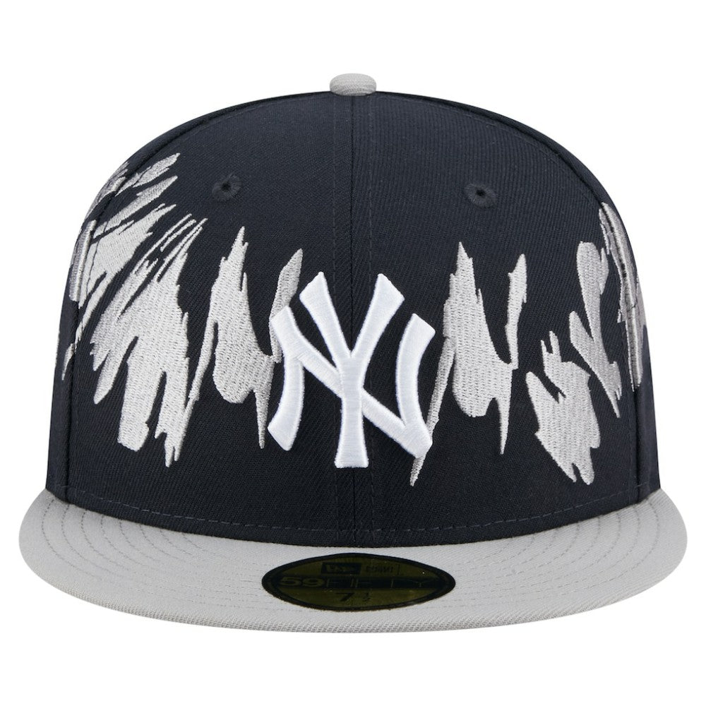 New York Yankees New Era Retro Pattern 59FIFTY Fitted Hat - Navy/Gray Hats