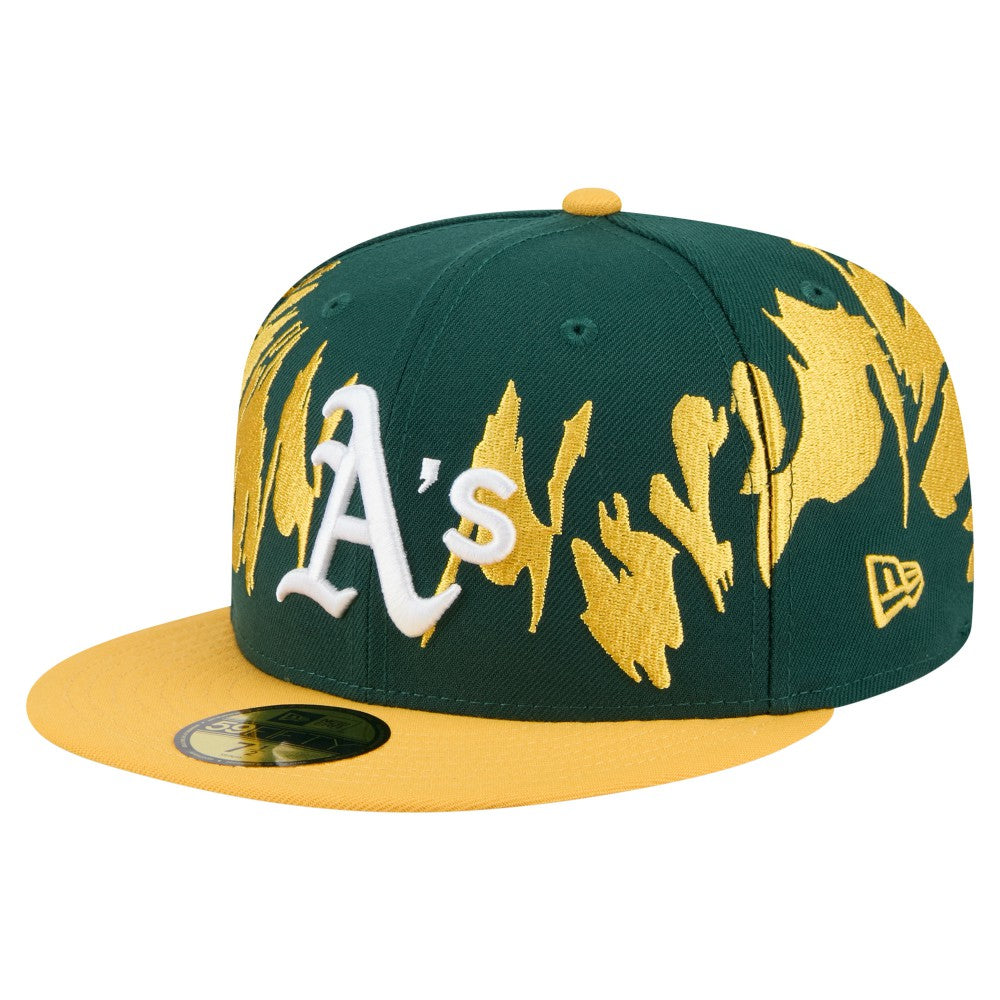 Athletics New Era Retro Pattern 59FIFTY Fitted Hat - Green/Gold Hats