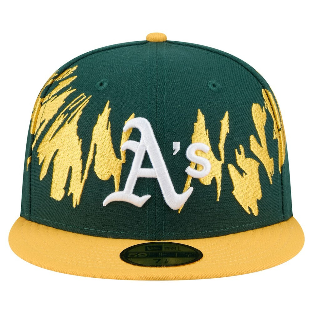 Athletics New Era Retro Pattern 59FIFTY Fitted Hat - Green/Gold Hats