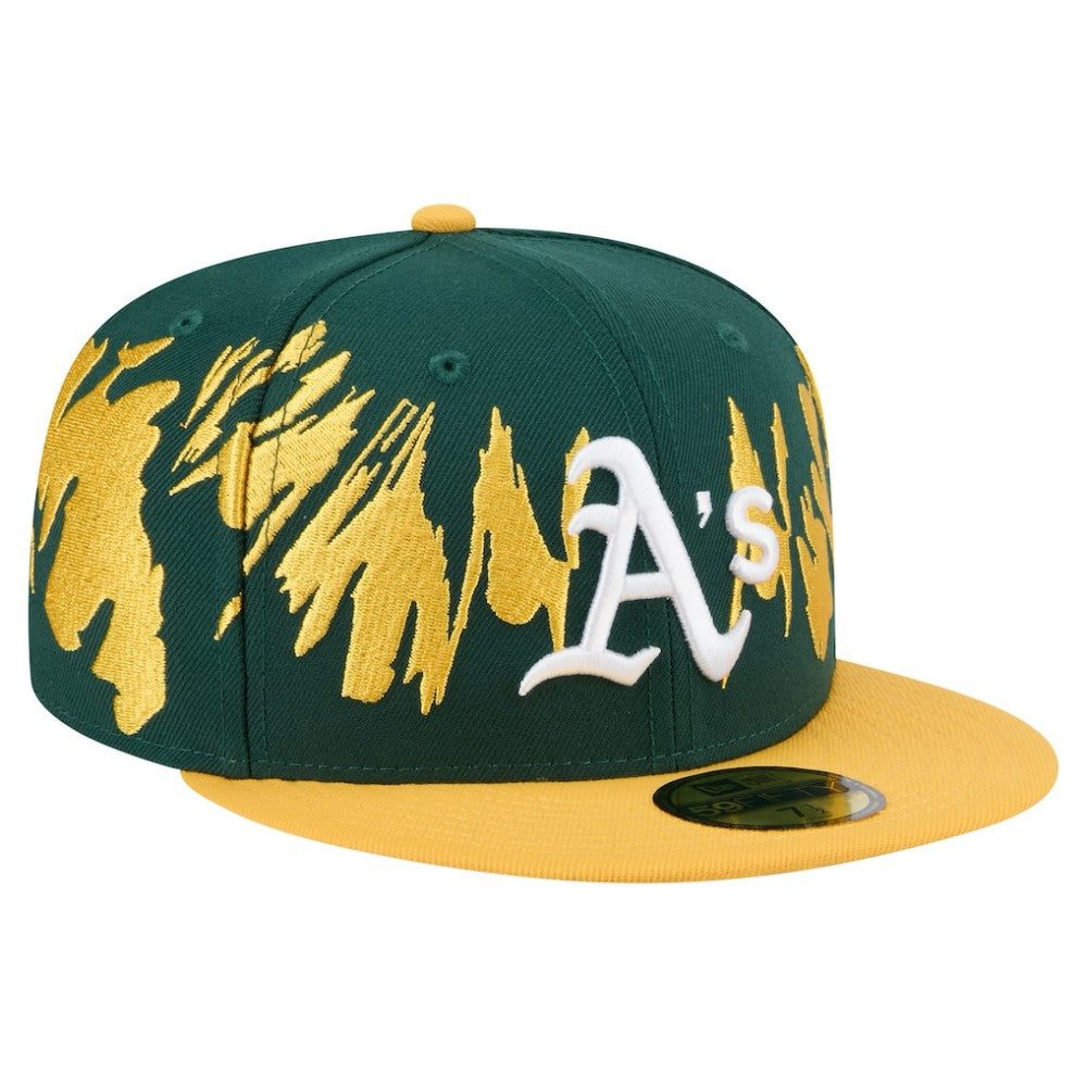 Athletics New Era Retro Pattern 59FIFTY Fitted Hat - Green/Gold Hats