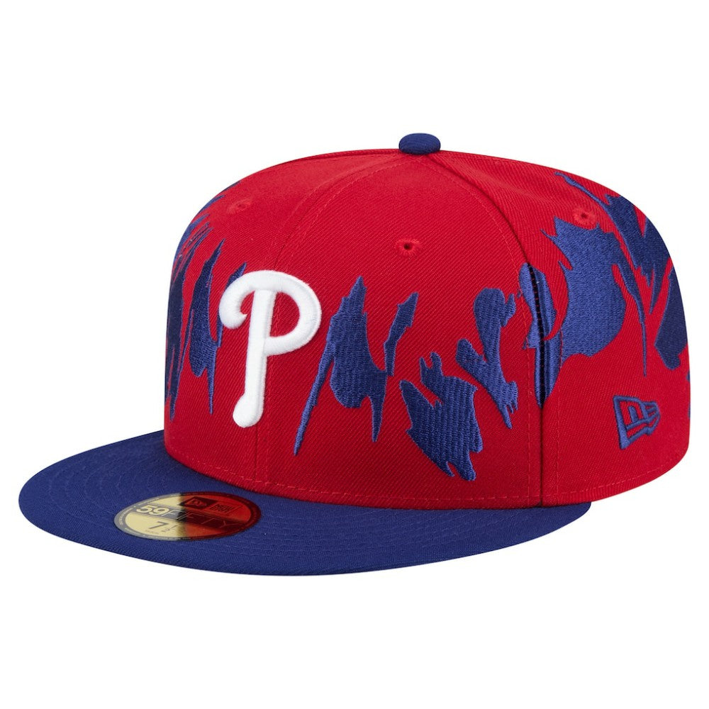 Philadelphia Phillies New Era Retro Pattern 59FIFTY Fitted Hat - Red/Royal Hats